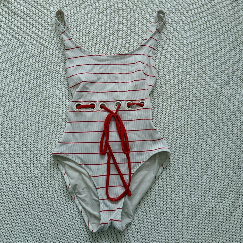 Solid and Striped Low Back One Piece